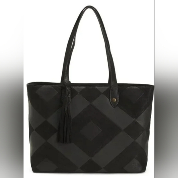 FRYE Black Miren Leather Patchwork Shopper Tote - Picture 4 of 10